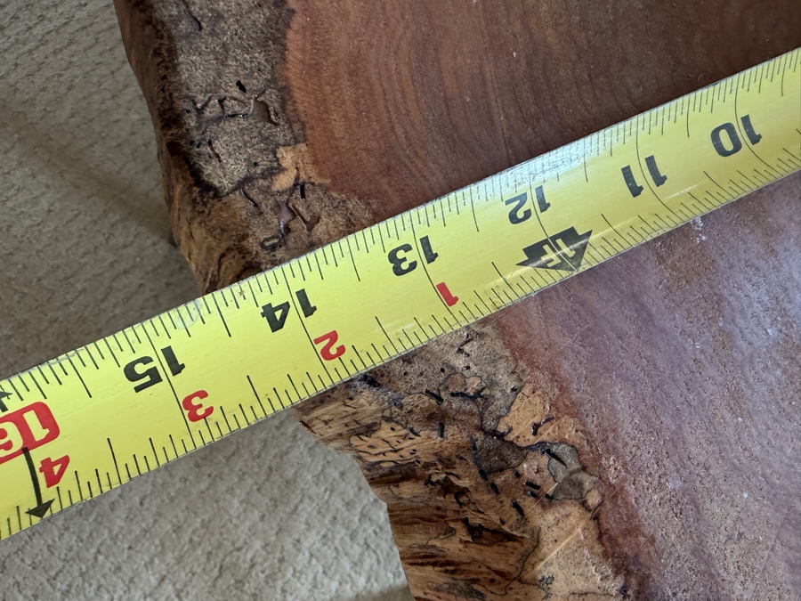 Just Added - Rustic Live-Edge Wood Slab Side Table with Metal Base 14W X 12D X 18H [Photo 5]