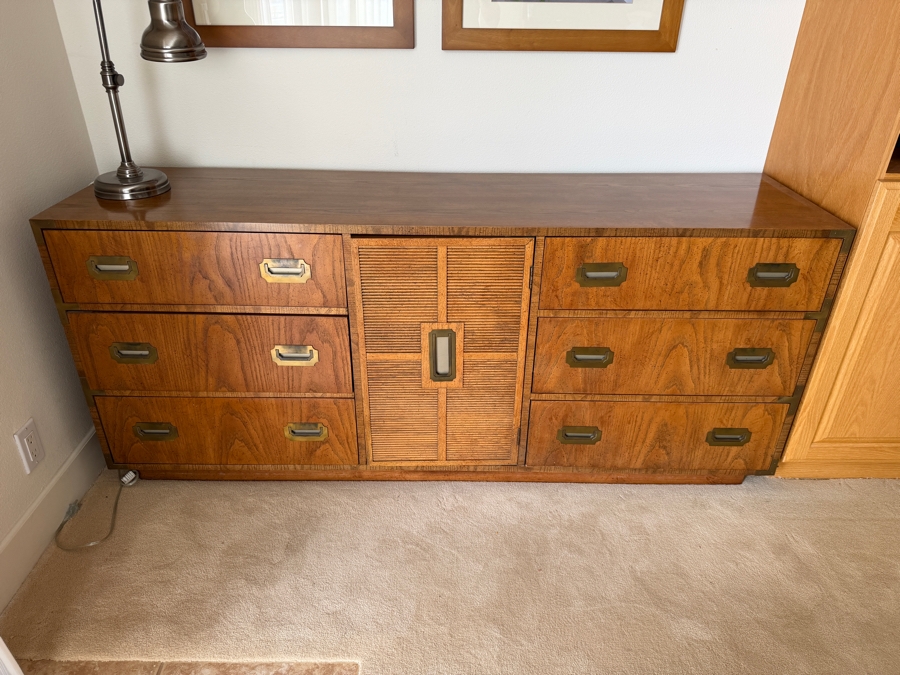 Just Added - Vintage Mid-Century Modern Dixie Act 2 Campaign Dresser Chest of Drawers 70W X 18.5D X 29.5H [Photo 3]