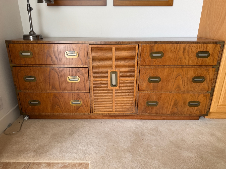 Just Added - Vintage Mid-Century Modern Dixie Act 2 Campaign Dresser Chest of Drawers 70W X 18.5D X 29.5H [Photo 2]