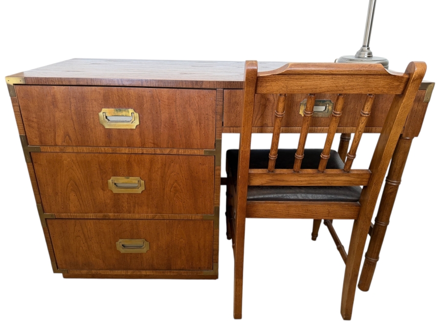 Just Added - Vintage Mid-Century Modern Dixie Act 2 Campaign Desk and Chair