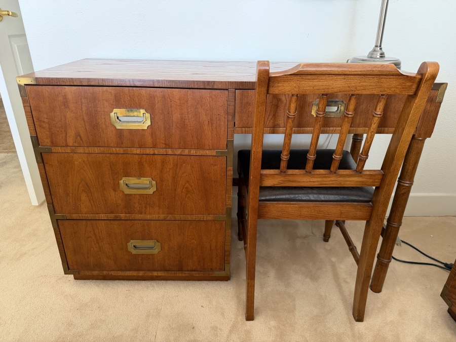 Just Added - Vintage Mid-Century Modern Dixie Act 2 Campaign Desk and Chair [Photo 2]