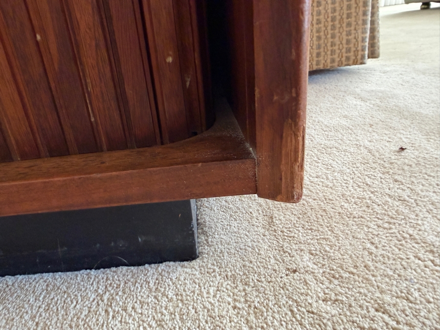 Just Added - Vintage Mid Century Tambour Record Cabinet by Dillingham 48'W X 18'D X 18'H [Photo 5]