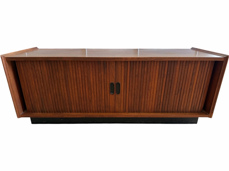 Just Added - Vintage Mid Century Tambour Record Cabinet by Dillingham 48'W X 18'D X 18'H