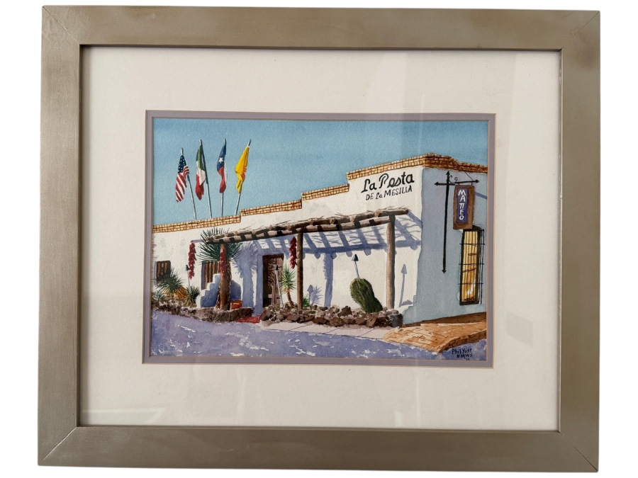 Just Added - Phil Yost Original Watercolor Painting on Paper Las Cruces, NM 14 X 10.5 Framed 22.5 X 18.5 [Photo 2]
