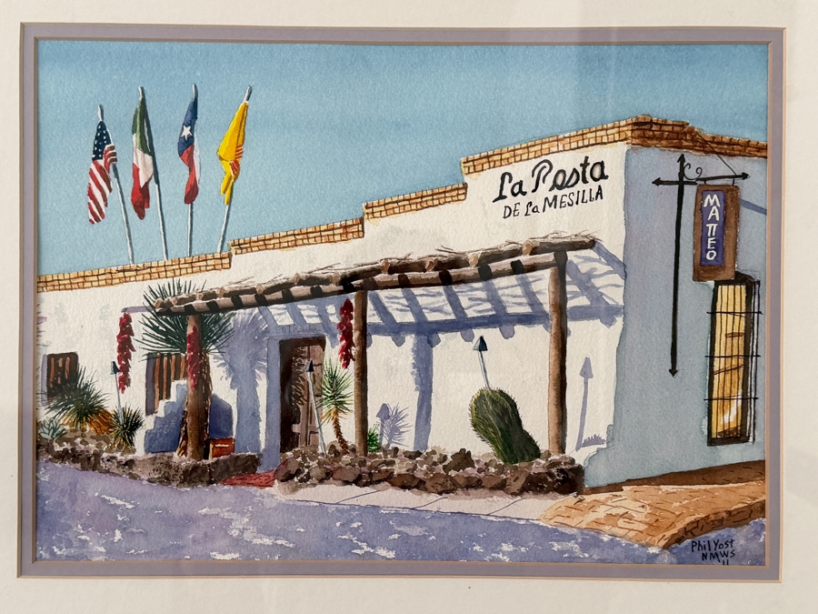 Just Added - Phil Yost Original Watercolor Painting on Paper Las Cruces, NM 14 X 10.5 Framed 22.5 X 18.5