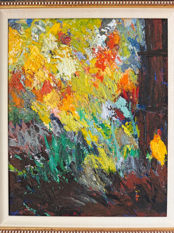 Just Added - Frank Rimbach Original Abstract Oil Painting on Canvas Signed Verso 18 X 21 Framed 22 X 27