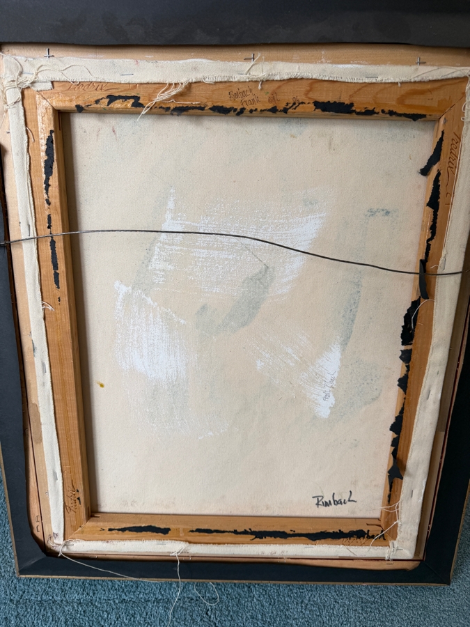 Just Added - Frank Rimbach Original Abstract Oil Painting on Canvas Signed Verso 18 X 21 Framed 22 X 27 [Photo 6]