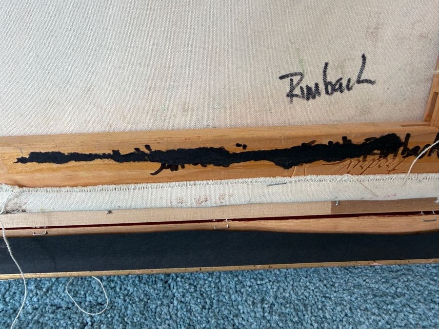 Just Added - Frank Rimbach Original Abstract Oil Painting on Canvas Signed Verso 18 X 21 Framed 22 X 27 [Photo 10]