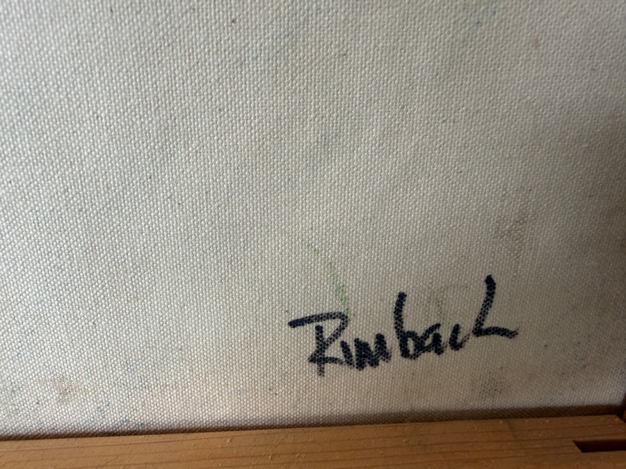 Just Added - Frank Rimbach Original Abstract Oil Painting on Canvas Signed Verso 18 X 21 Framed 22 X 27 [Photo 9]