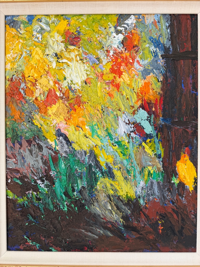 Just Added - Frank Rimbach Original Abstract Oil Painting on Canvas Signed Verso 18 X 21 Framed 22 X 27 [Photo 3]