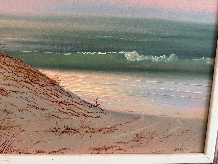 Just Added - Original Coastal Landscape Oil Painting on Canvas Signed Wood 36 X 24 Framed 44.5 X 32.5 [Photo 3]