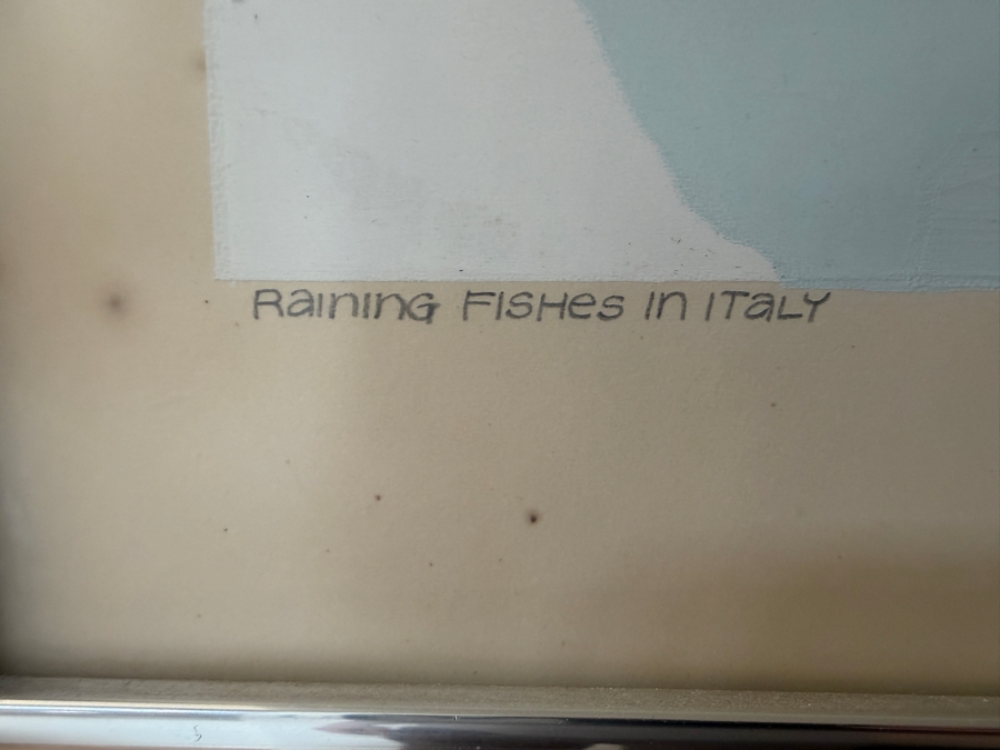 Just Added - Suzanne Charlton Special Limited Edition of 30 Serigraph Titled 'Raining Fishes in Italy' Signed Lower Right Framed 22 X 34 [Photo 5]