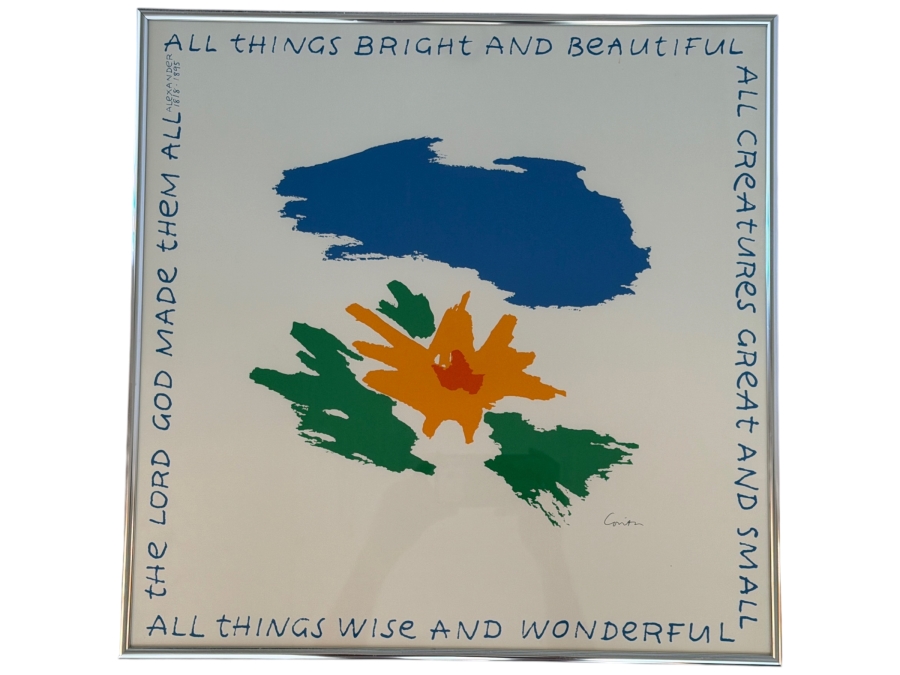 Just Added - Sister Corita Kent (1918-1986, American) Print Titled 'All Things Bright and Beautiful' Framed 20 X 20