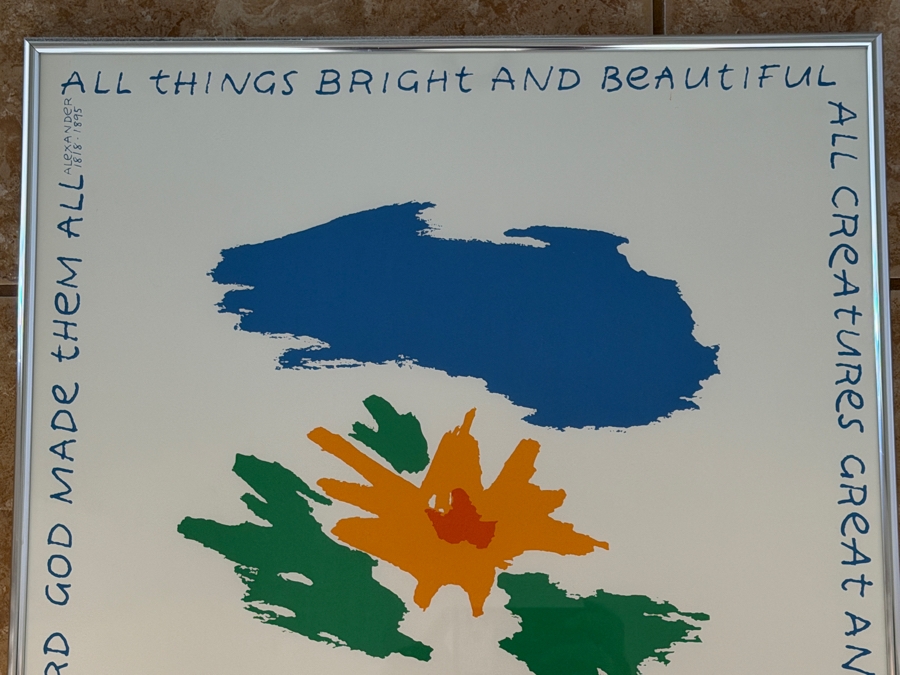 Just Added - Sister Corita Kent (1918-1986, American) Print Titled 'All Things Bright and Beautiful' Framed 20 X 20 [Photo 2]