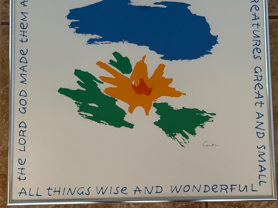Just Added - Sister Corita Kent (1918-1986, American) Print Titled 'All Things Bright and Beautiful' Framed 20 X 20 [Photo 3]