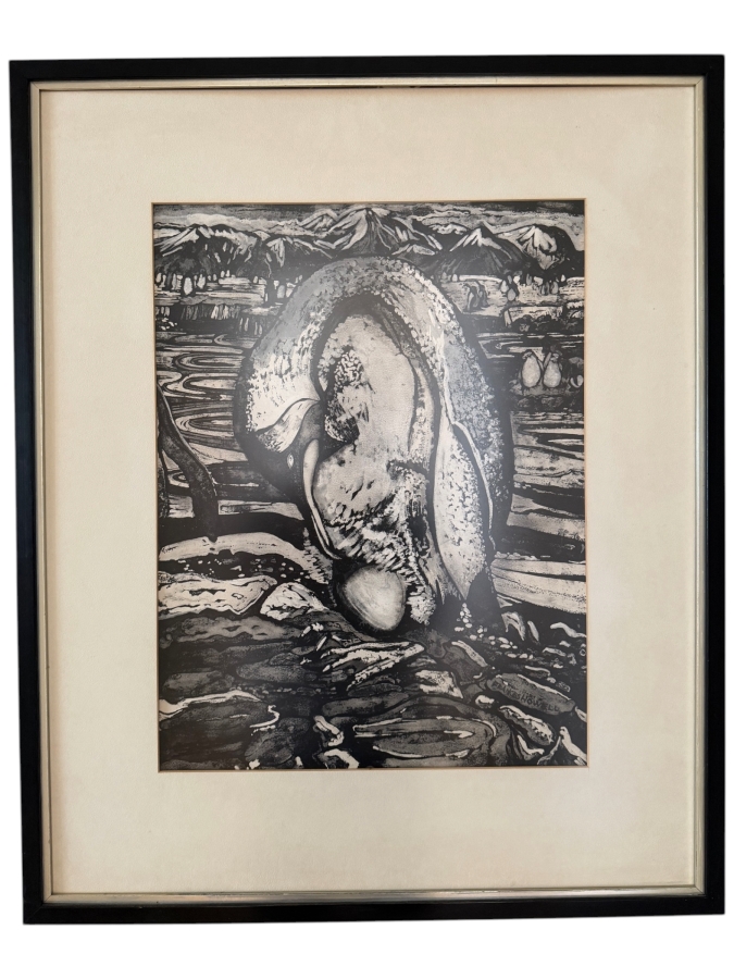 Just Added - Frances S. Howell Abstract Drawing on Paper Titled 'Antarctic Vigil' 15.5 X 20 Framed 25.5 X 31 [Photo 2]