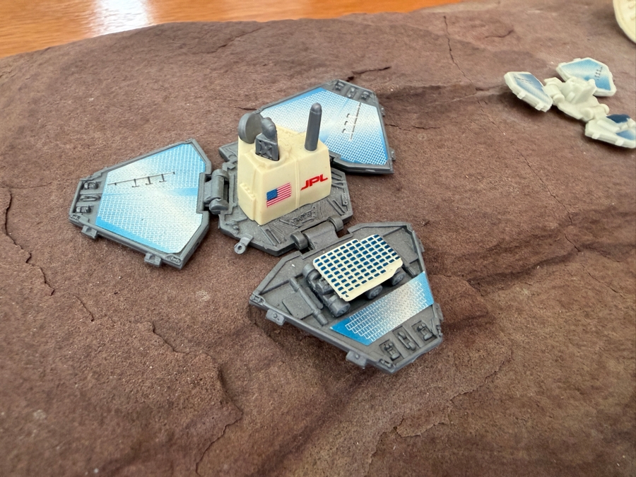 Just Added - Vintage Hot Wheels Action Pack Miniature Set of NASA's Mars Pathfinder and JPL Sojourner Rover Placed On Natural Stone 12 X 10 [Photo 4]