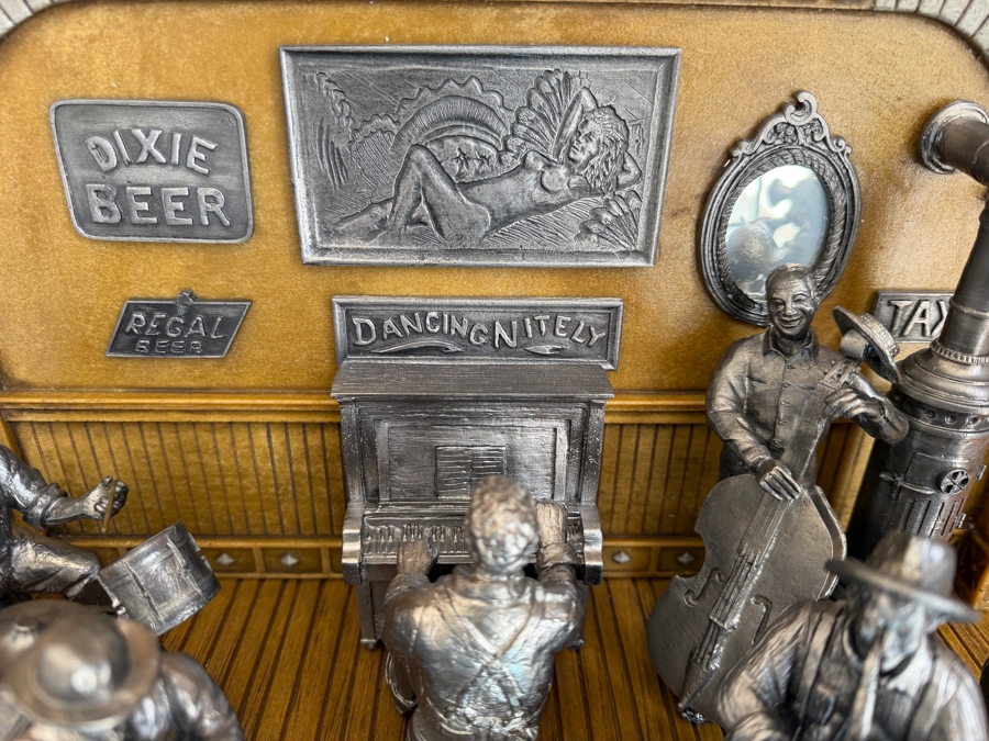 Just Added - Michael Ricker Pewter Limited Edition Collectible Sculpture Titled 'The New Orleans Jazz Band Collection' Numbered 134 of 1,500 with Protective Glass Cover and COA 17.5W X 9.5D X 12H [Photo 7]
