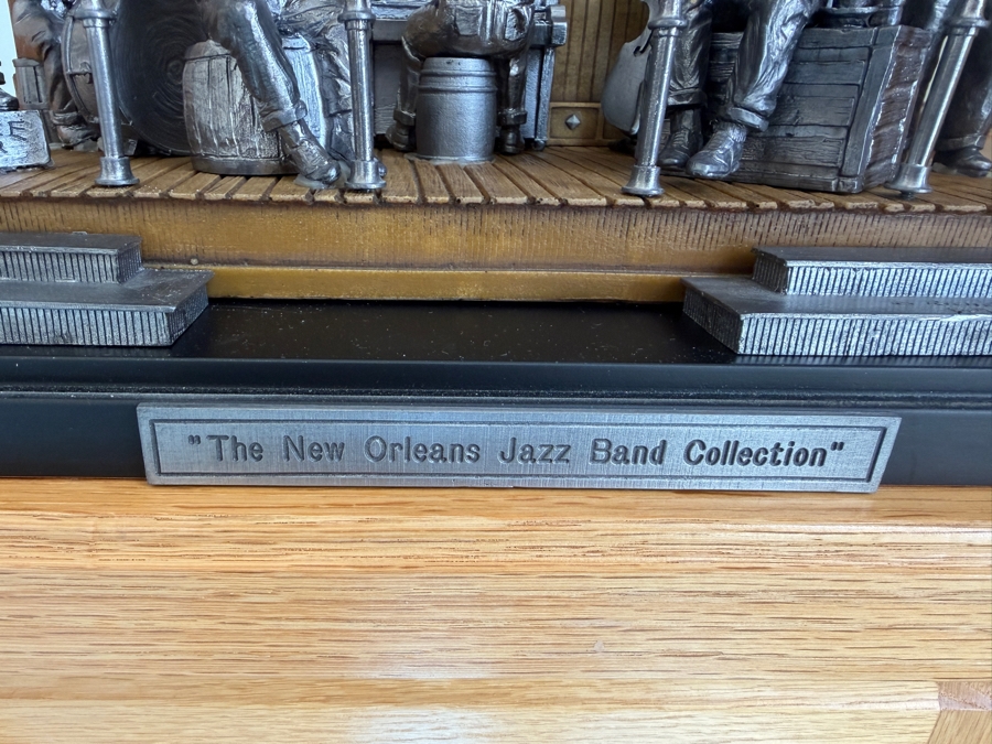Just Added - Michael Ricker Pewter Limited Edition Collectible Sculpture Titled 'The New Orleans Jazz Band Collection' Numbered 134 of 1,500 with Protective Glass Cover and COA 17.5W X 9.5D X 12H [Photo 12]