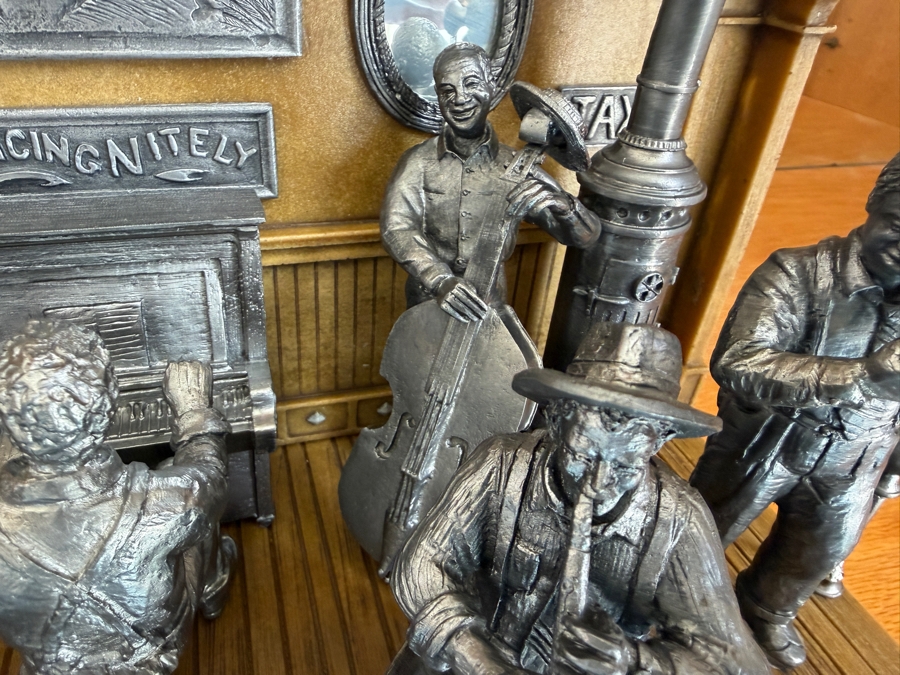 Just Added - Michael Ricker Pewter Limited Edition Collectible Sculpture Titled 'The New Orleans Jazz Band Collection' Numbered 134 of 1,500 with Protective Glass Cover and COA 17.5W X 9.5D X 12H [Photo 8]