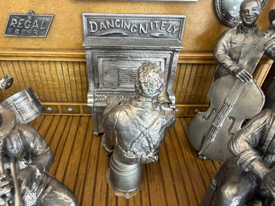 Just Added - Michael Ricker Pewter Limited Edition Collectible Sculpture Titled 'The New Orleans Jazz Band Collection' Numbered 134 of 1,500 with Protective Glass Cover and COA 17.5W X 9.5D X 12H [Photo 6]