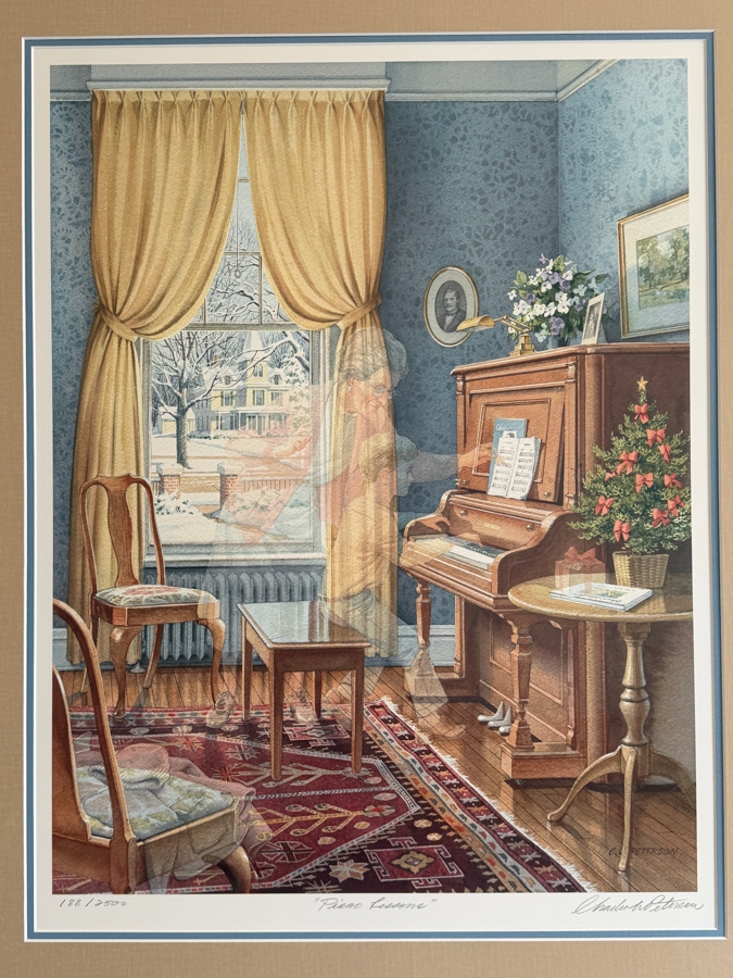 Just Added - Charles L. Peterson Limited Edition Print Titled 'Piano Lessons' with COA Framed 29 X 35