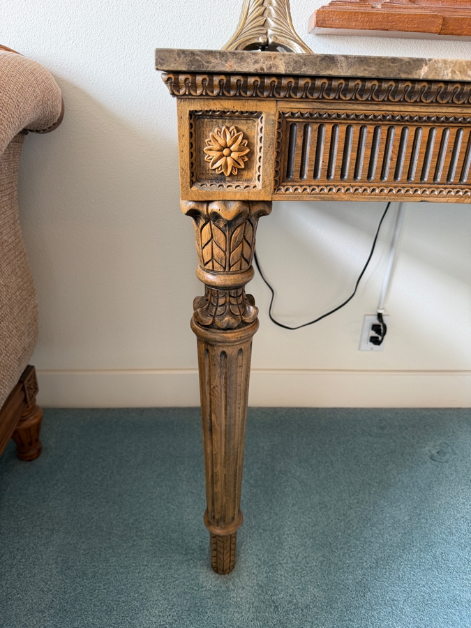 Just Added - Neoclassical-Style Marble Top Console Table 58.5W X 23.5D X 34 [Photo 7]