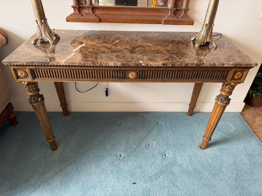 Just Added - Neoclassical-Style Marble Top Console Table 58.5W X 23.5D X 34 [Photo 3]