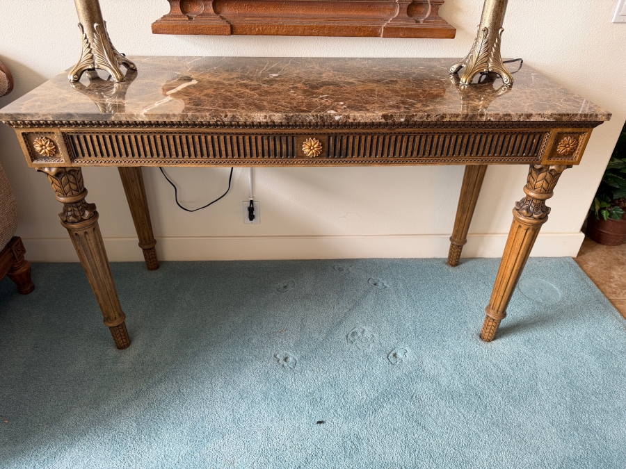 Just Added - Neoclassical-Style Marble Top Console Table 58.5W X 23.5D X 34 [Photo 2]