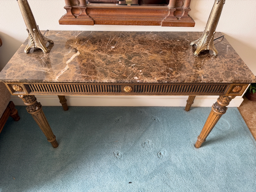 Just Added - Neoclassical-Style Marble Top Console Table 58.5W X 23.5D X 34 [Photo 6]