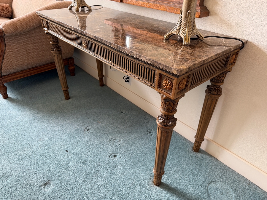 Just Added - Neoclassical-Style Marble Top Console Table 58.5W X 23.5D X 34 [Photo 4]