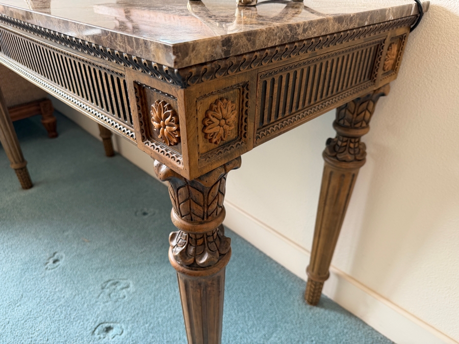 Just Added - Neoclassical-Style Marble Top Console Table 58.5W X 23.5D X 34 [Photo 5]