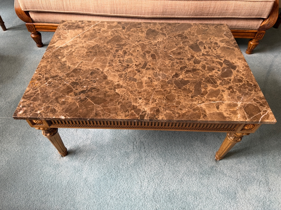 Just Added - Neoclassical-Style Marble Top Coffee Table 42.5W X 30.5D X 19.5H [Photo 3]