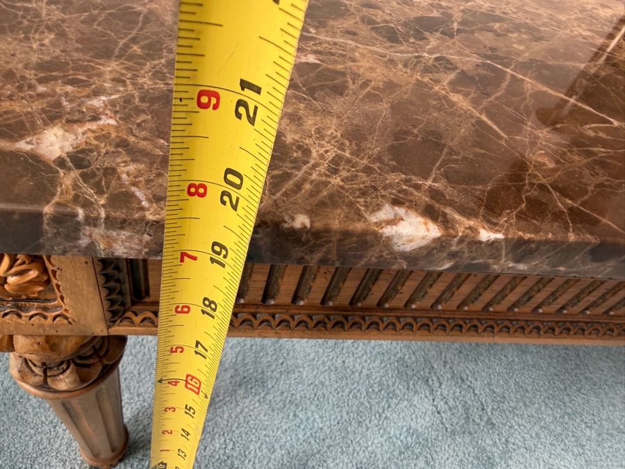 Just Added - Neoclassical-Style Marble Top Coffee Table 42.5W X 30.5D X 19.5H [Photo 8]
