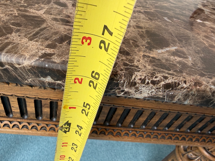 Just Added - Neoclassical-Style Marble Top Coffee Table 29W X 29D X 26H [Photo 6]