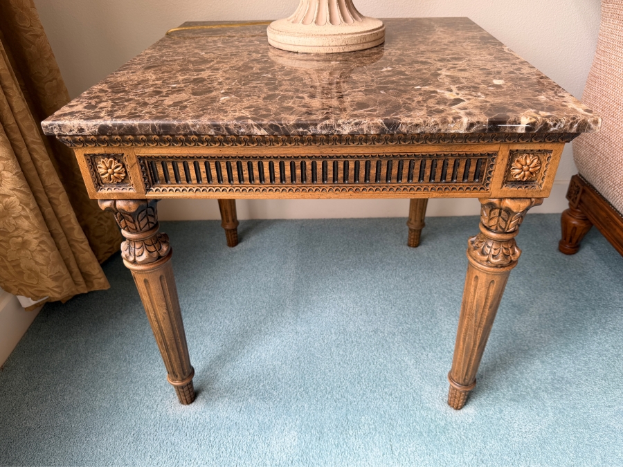 Just Added - Neoclassical-Style Marble Top Coffee Table 29W X 29D X 26H [Photo 2]