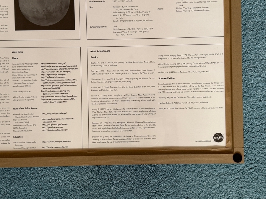 Just Added - Framed 1997 NASA Mars Pathfinder Poster titled 'Mars Pathfinder: Roving on the Red Planet' 34.5 X 27 [Photo 9]