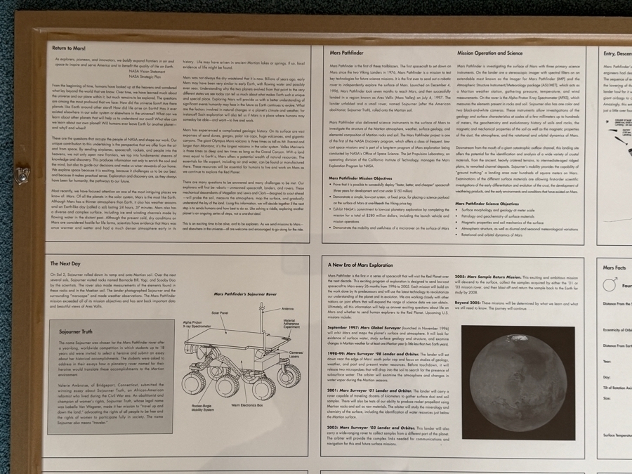 Just Added - Framed 1997 NASA Mars Pathfinder Poster titled 'Mars Pathfinder: Roving on the Red Planet' 34.5 X 27 [Photo 6]