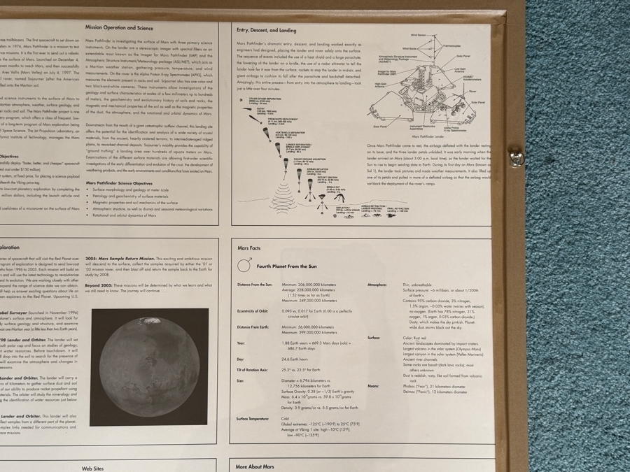 Just Added - Framed 1997 NASA Mars Pathfinder Poster titled 'Mars Pathfinder: Roving on the Red Planet' 34.5 X 27 [Photo 8]
