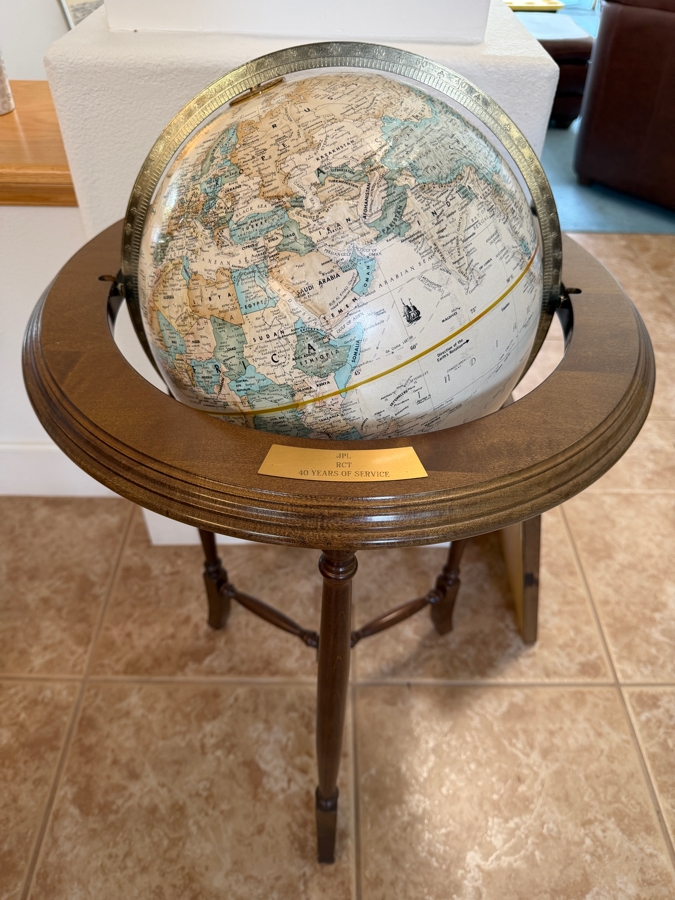 Just Added - Replogle 12' Diameter World Classic Freestanding Globe Present to Robert C. Tausworthe for 40 Years of Service at JPL 34H [Photo 3]