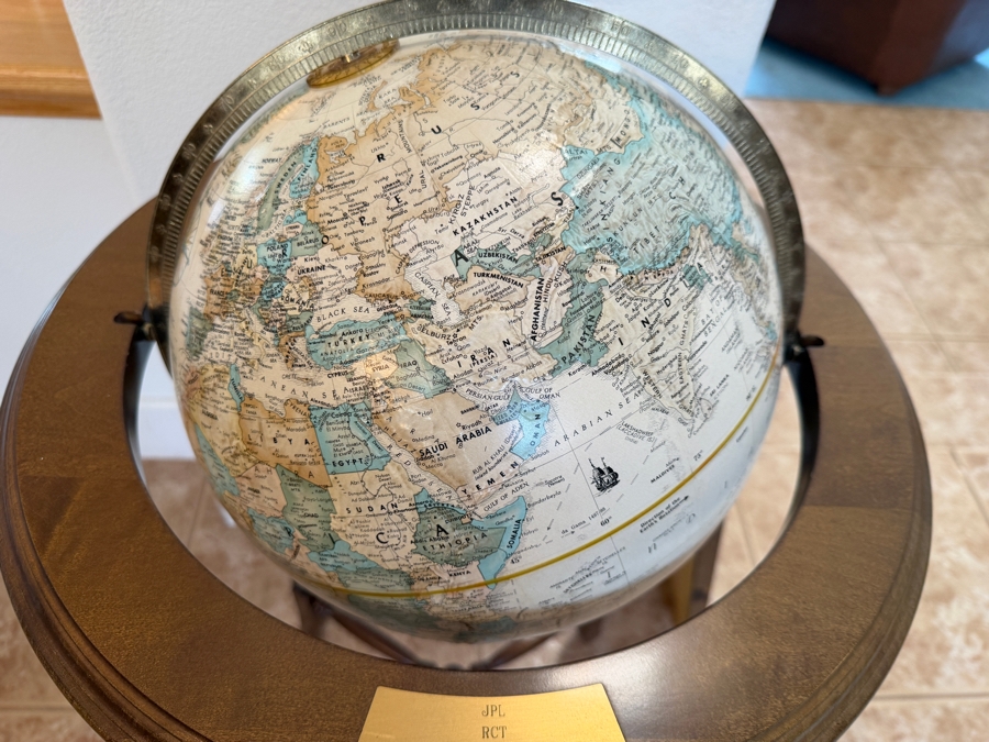 Just Added - Replogle 12' Diameter World Classic Freestanding Globe Present to Robert C. Tausworthe for 40 Years of Service at JPL 34H [Photo 5]