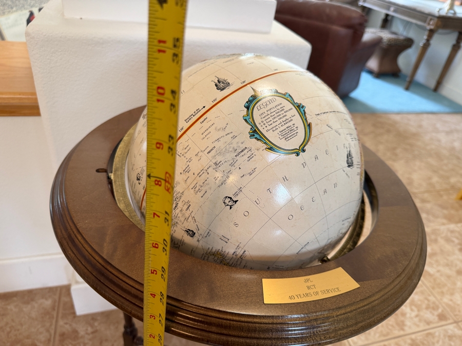 Just Added - Replogle 12' Diameter World Classic Freestanding Globe Present to Robert C. Tausworthe for 40 Years of Service at JPL 34H [Photo 8]