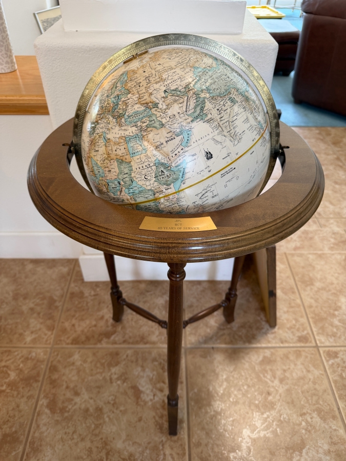 Just Added - Replogle 12' Diameter World Classic Freestanding Globe Present to Robert C. Tausworthe for 40 Years of Service at JPL 34H [Photo 2]