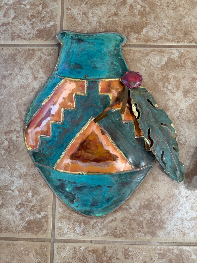 Just Added - Handcrafted Copper and Brass Southwestern-Style Decorative Wall Sculpture Signed by Artist Greg Gowen 12 X 15 [Photo 2]