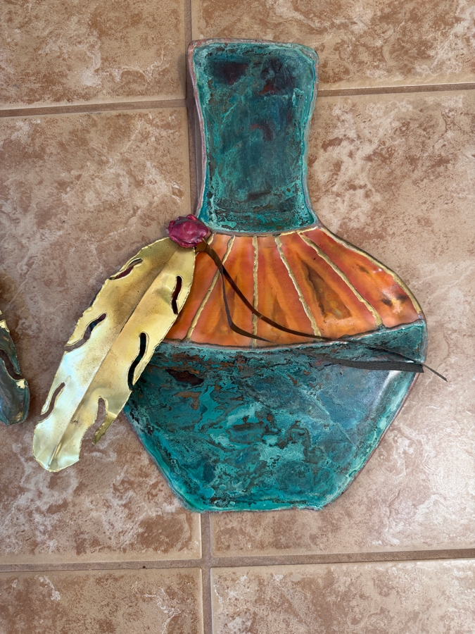 Just Added - Handcrafted Copper and Brass Southwestern-Style Decorative Wall Sculpture Signed by Artist Greg Gowen 12 X 15 [Photo 3]