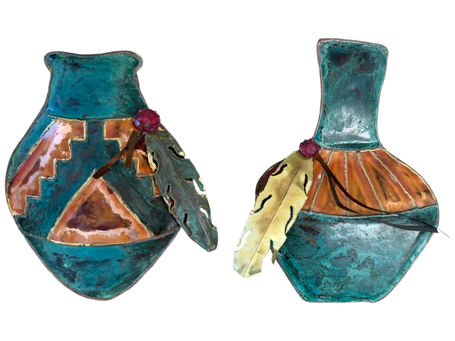 Just Added - Handcrafted Copper and Brass Southwestern-Style Decorative Wall Sculpture Signed by Artist Greg Gowen 12 X 15