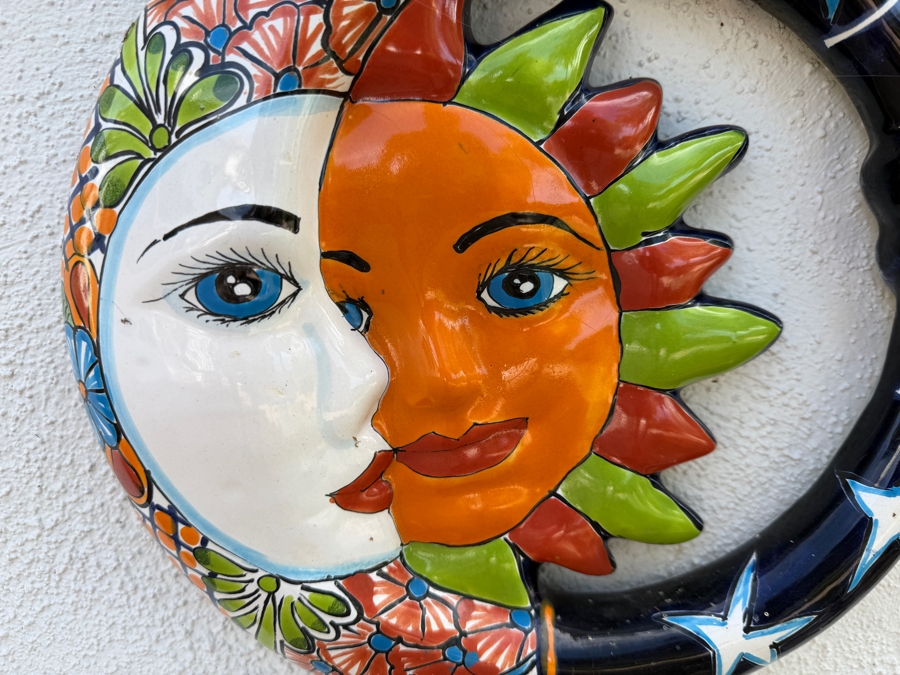 Just Added - Hand-Painted Mexican Talavera Sun and Moon Pottery Wall Hanging 12W [Photo 3]