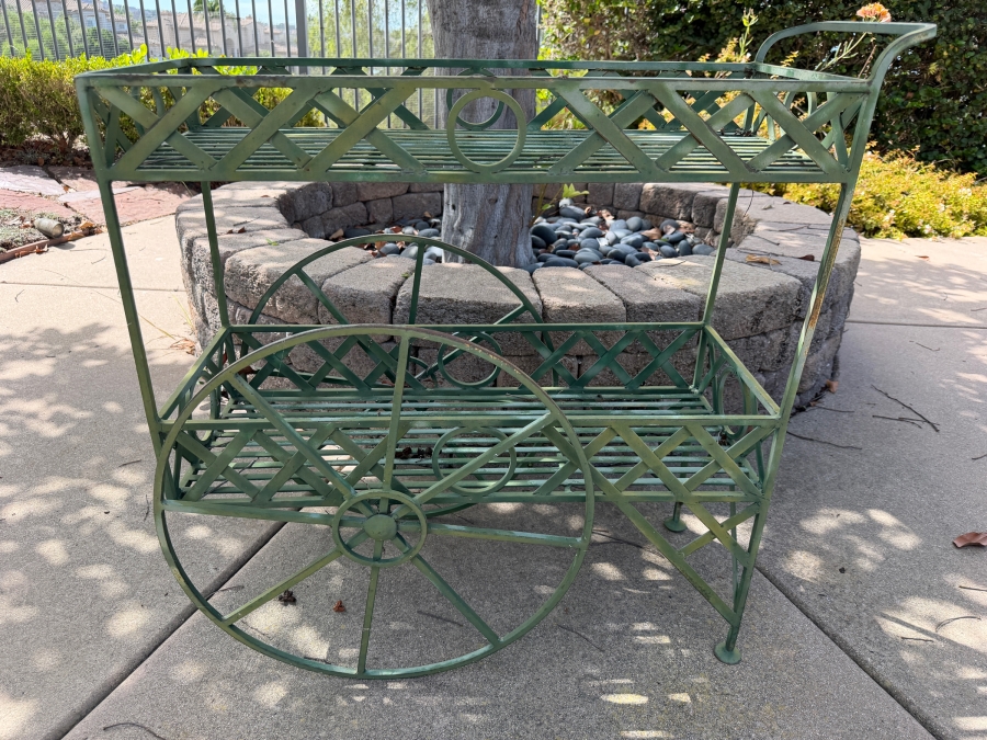 Just Added - Two-Tier Green Metal Rolling Garden Cart 31W X 13D X 32H [Photo 2]