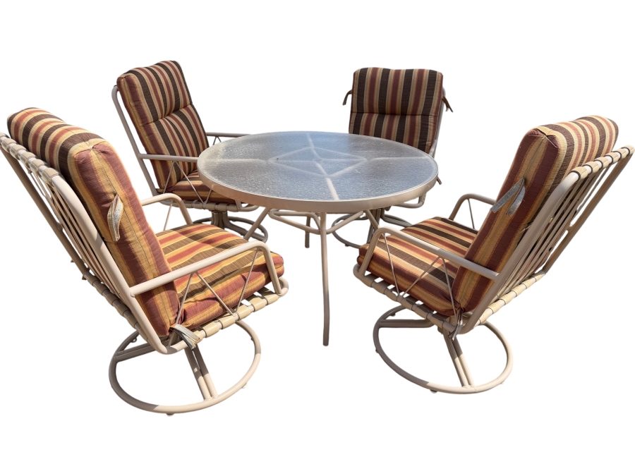 Just Added - Outdoor Patio Furniture Set With 42' Round Table and (4) Swivel Chairs