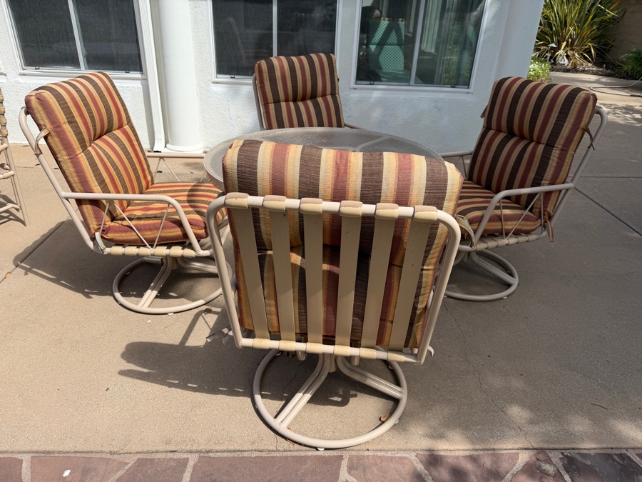 Just Added - Outdoor Patio Furniture Set With 42' Round Table and (4) Swivel Chairs [Photo 4]